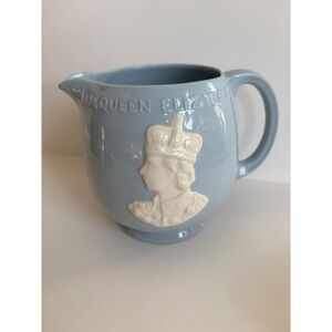 Johnson Bros HM Queen Elizabeth II 1953 Coronation Greydawn Pitcher Blue England